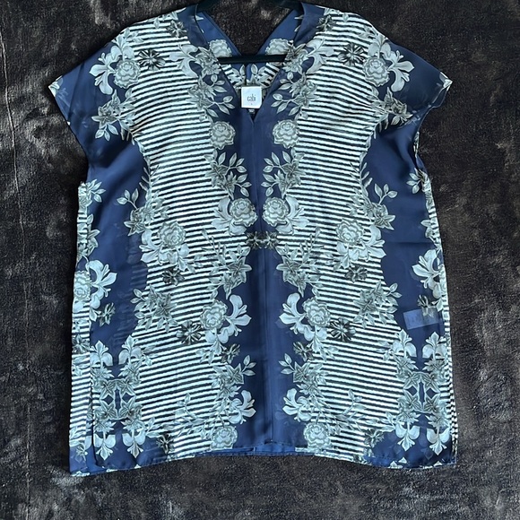 CAbi NWOT Women’s Size S Navy/Gray Sheer Tunic/Cover-up. - Picture 8 of 16